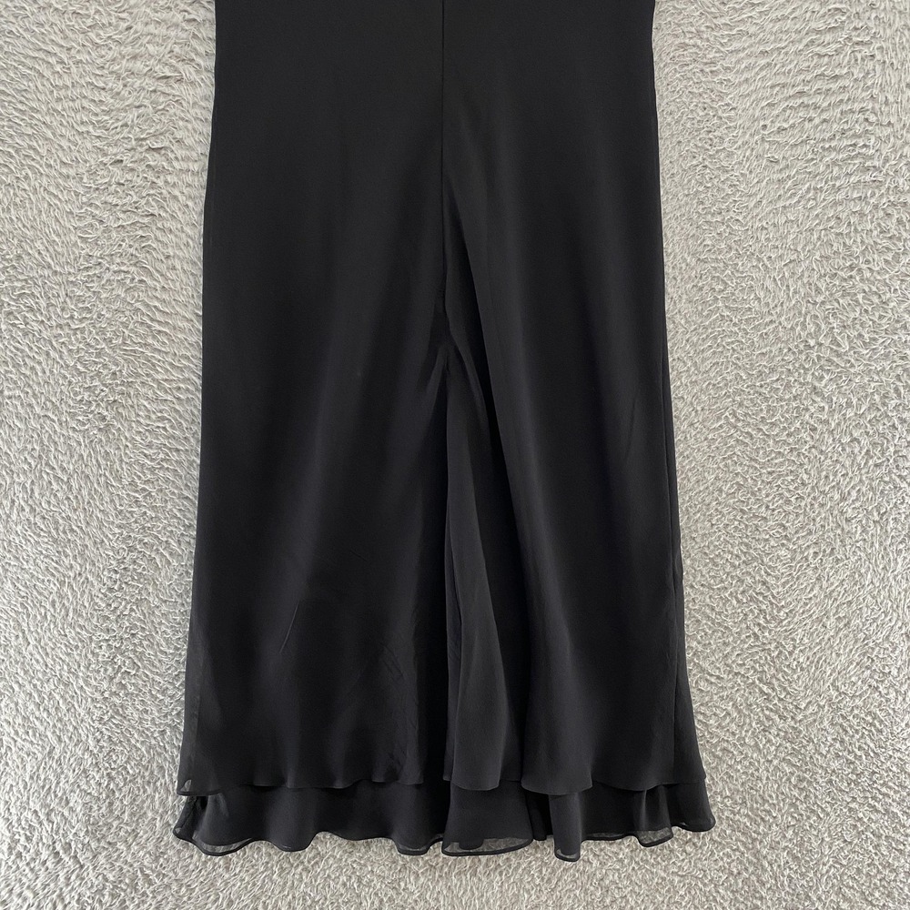 Ann Taylor Y2K Dress Womens 10 Babydoll Black Beaded Silk Midi Slip Fairy Prom - Picture 10 of 13